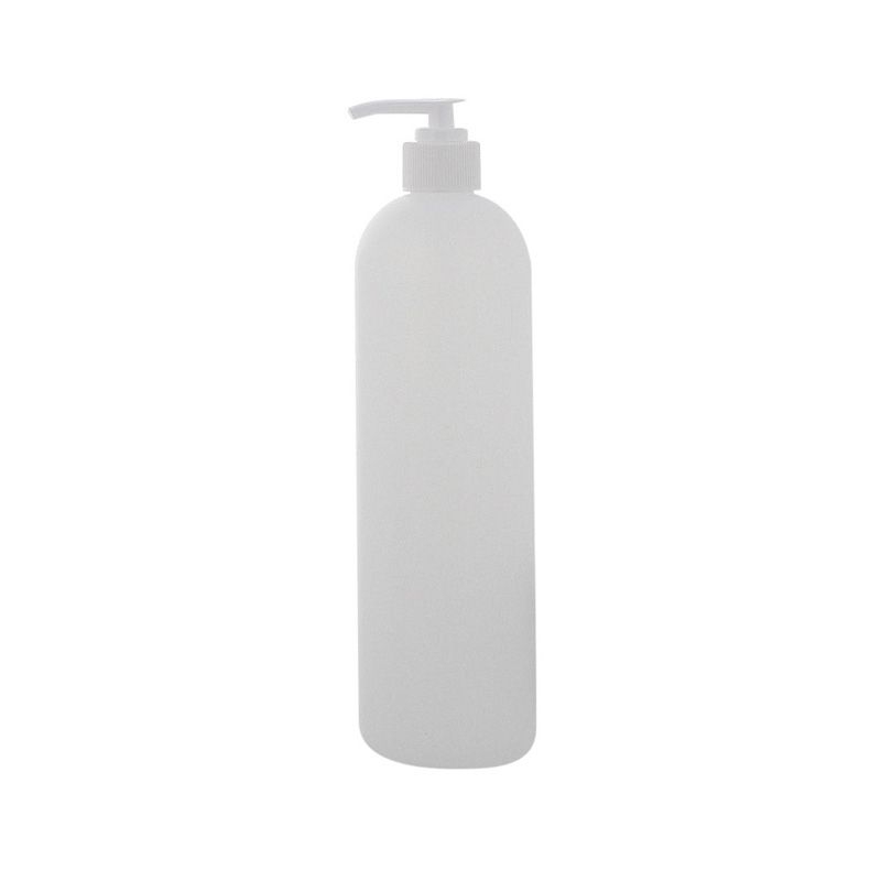 Leere Kunststoff-Flasche mit Pumper 500ml, Kosmetex BOSTON Pumper-Flasche, Plastik, zylindrisch, halbtransparent, groß 