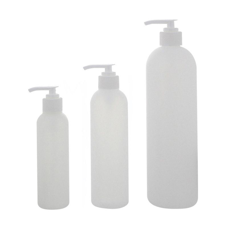 Leere Flasche mit Pumper 150ml, 250ml, 500ml, Kosmetex BOSTON Pumper-Flasche, Plastik, zylindrisch, halbtransparent 