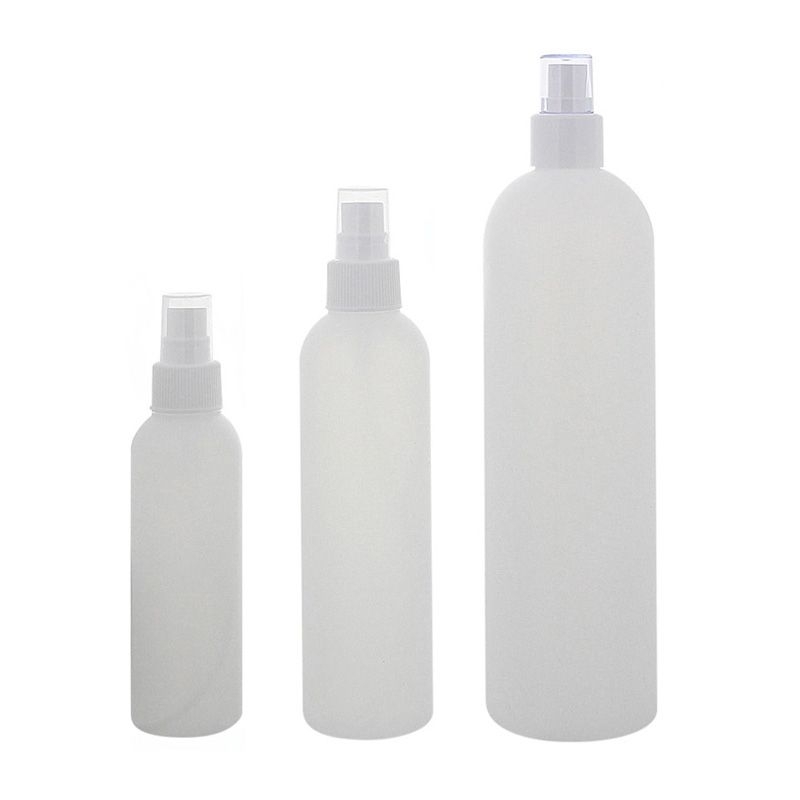 Leere Flasche mit Zerstäuber 150ml, 200ml, 500 ml, Kosmetex BOSTON, Sprüh-Flasche, Plastik, zylindrisch, halbtransparent, Mix 