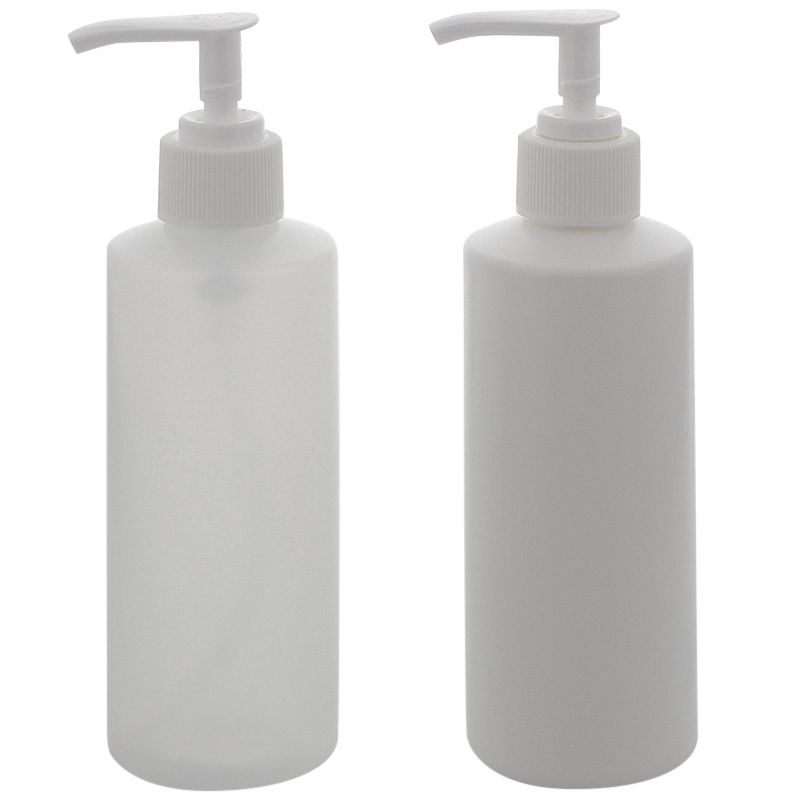 Weiße Flasche Pump Seifenspender 200 ml/ Gelspender, großer Kosmetex Lotionpumper, leer, rund, weiß 1× weiß