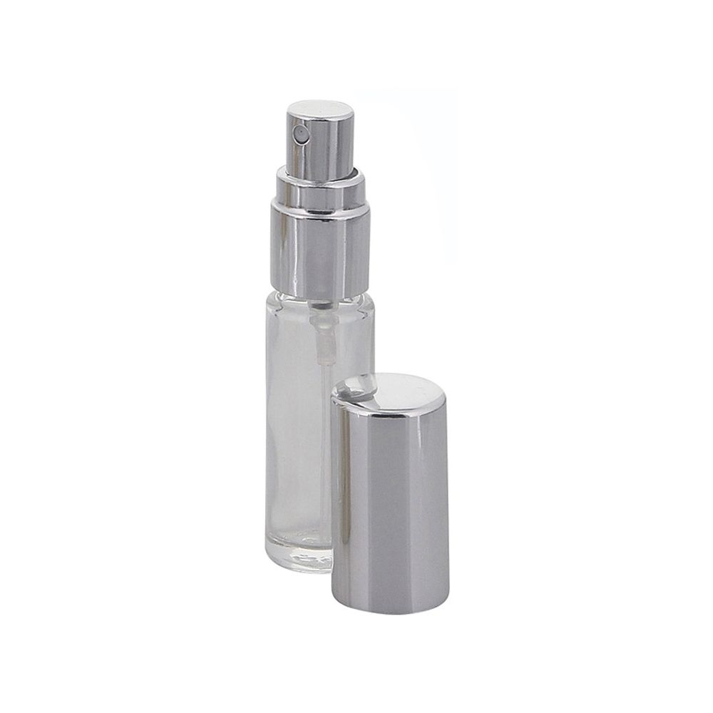 Mini Parfümflakon Glas, Kosmetex Taschen-Zerstäuber, je 5ml Flakon für Parfum, Colognes, leer Silber