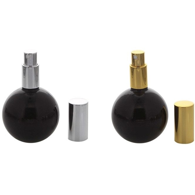Parfümflakon Kosmetex Zerstäuber, rund, schwarz, glänzend 100 ml Flakon für Parfum, Colognes, leer 