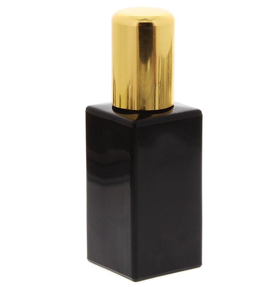 Glas-Flakon mit goldenem Zerstäuber, 100ml Kosmetex schwarz Glas Parfüm-Zerstäuber, leer 