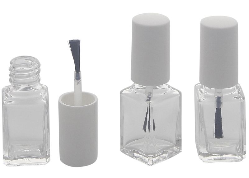 Glasklare leere Nagellack-Flasche mit Pinsel, für Selbstabfüller, Kappe weiss, 6ml, Kosmetex 3 Stück