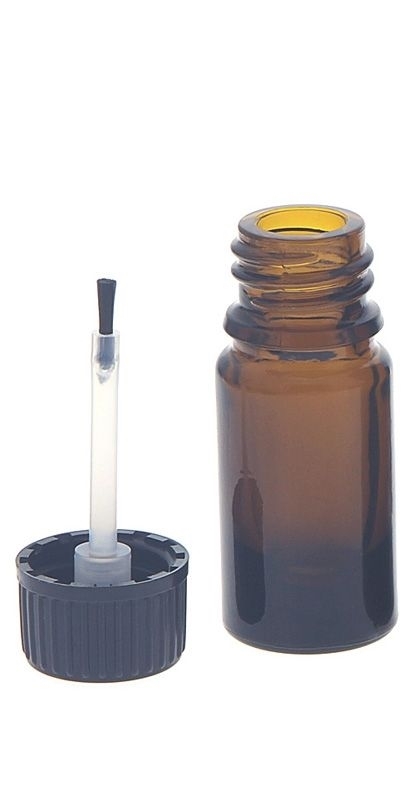 Pinselflasche braun Kosmetex 5ml lichtschützendes Braunglas, Flasche mit Pinsel 1× braun