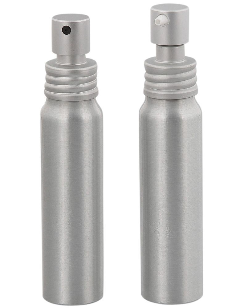 Aluminium-Flasche, Pump-Zerstäuber, Lotion-spender Alu Kosmetex Sprühflasche leer, 35 ml, bruchsicher, rund