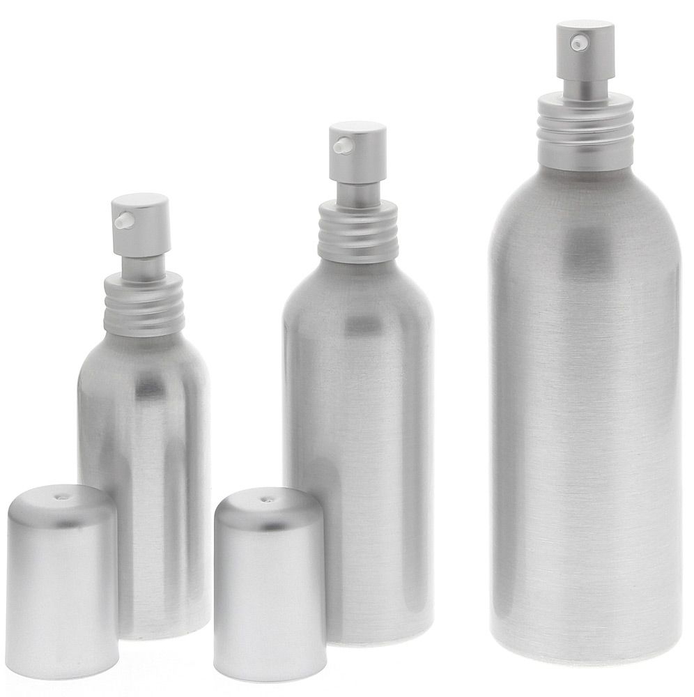 Aluminium-Flaschen m. Lotionspender, Alu Gelspender, leer Kosmetex, bruchsicher, rund