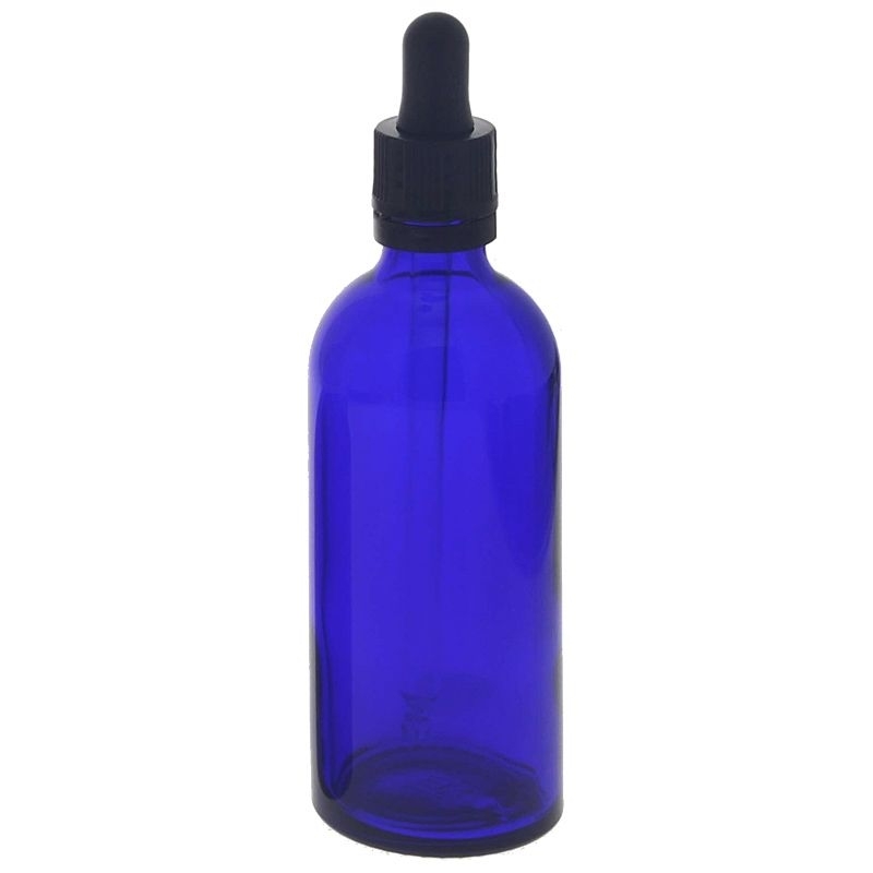 Kosmetex Blauglasflasche mit Pipette, leere blaue Glasflasche, Pipettenflasche mit kompletter Pipettenmontur. 