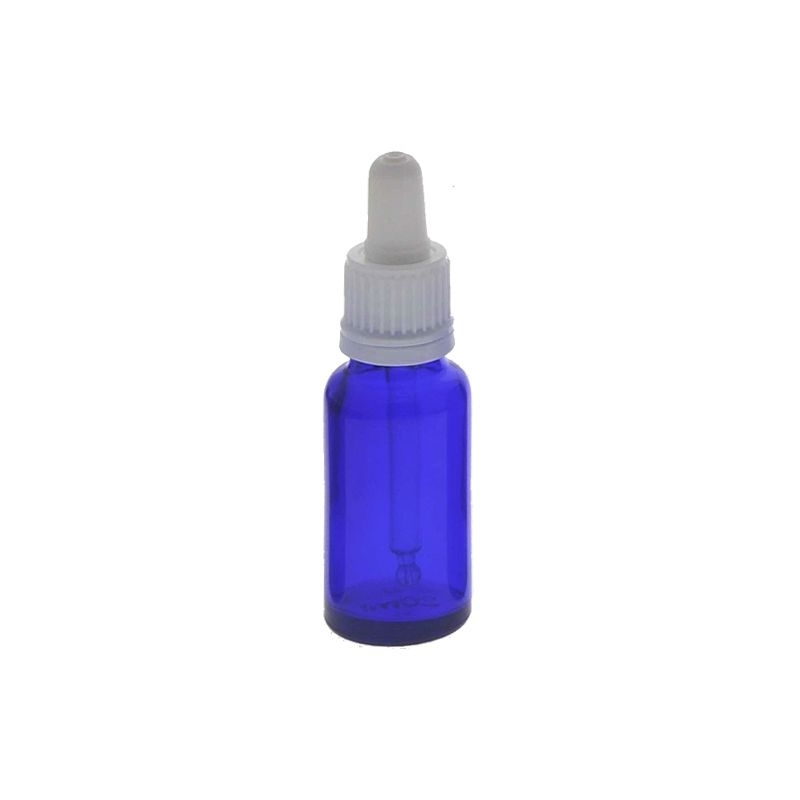Kosmetex Blauglasflasche mit Pipette, leere blaue Glasflasche, Pipettenflasche mit kompletter Pipettenmontur. 