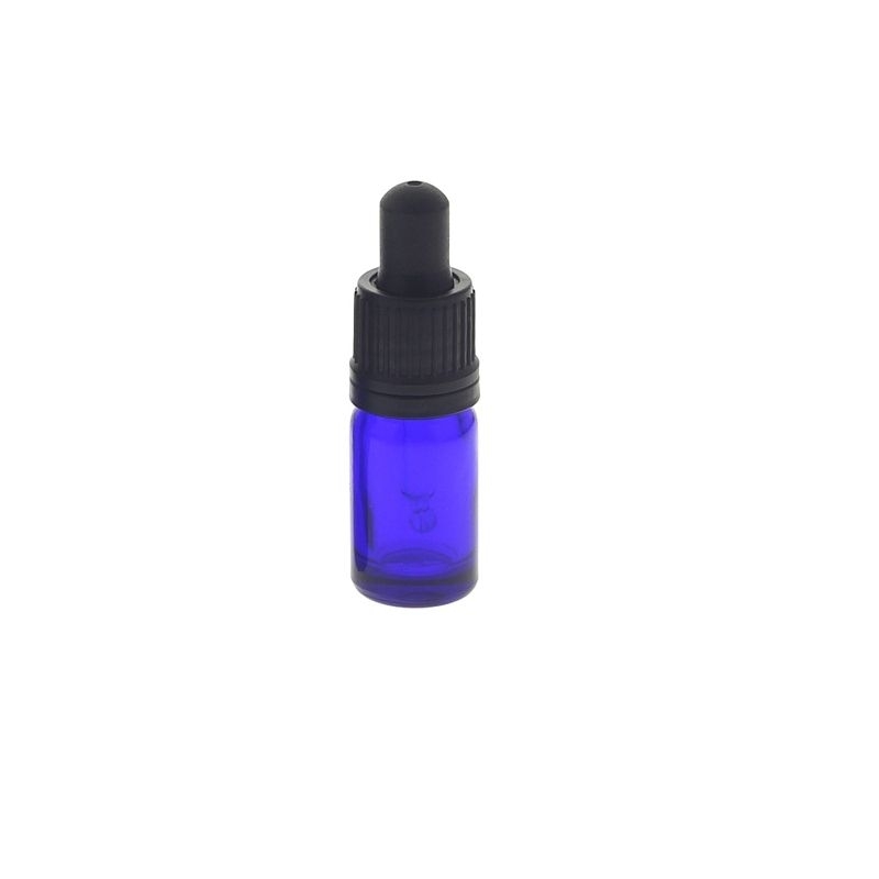Kosmetex Blauglasflasche mit Pipette, leere blaue Glasflasche, Pipettenflasche nur 7 cm hoch 