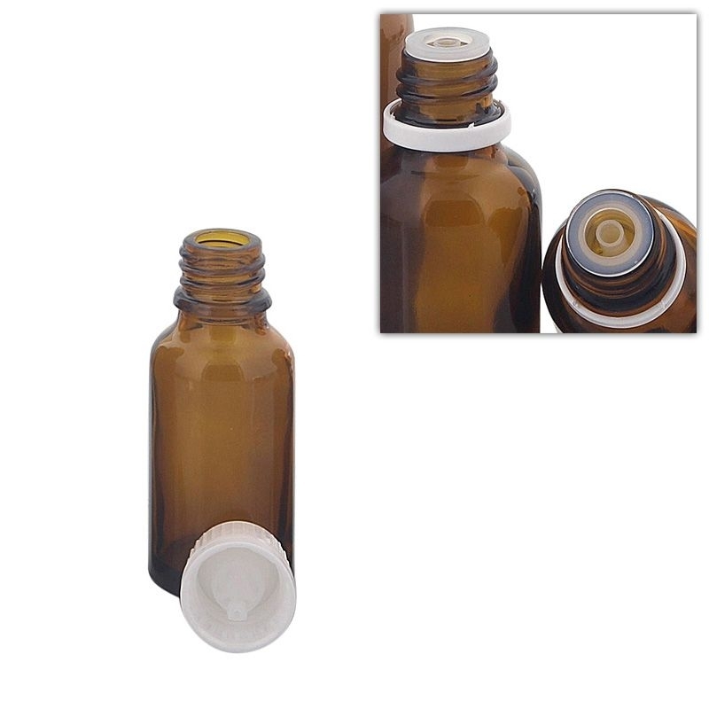Kosmetex Braunglas Flasche mit Tropfer DIN 18 Gewinde, Tropfflasche für Tropfen, 20 ml 