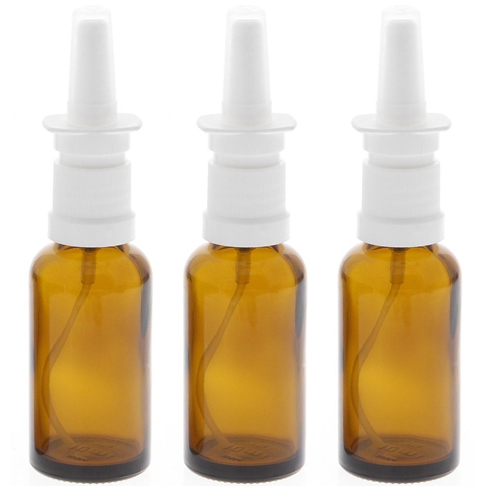 Leere Nasenspray-Flasche mit Fingerzerstäuber, 2x20, 2x 30ml 1x Kl. Trichter, Kosmetex Sprühflasche Braunglas Vaporizer, 20ml 4er-Set +Trichter
