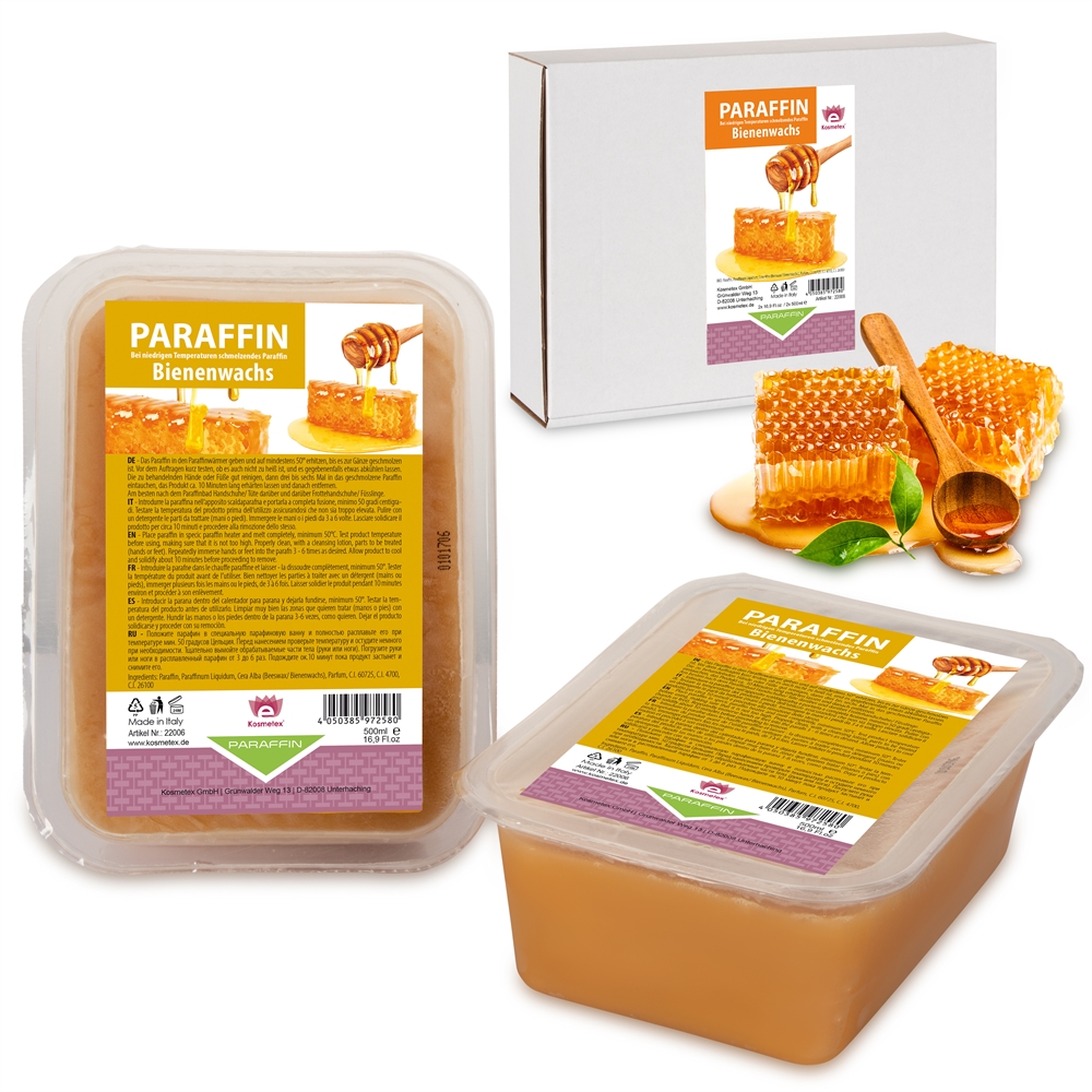 Kosmetex Paraffin-wachs Bienenwachs, Paraffinbad Wachs mit niedrigeren Schmelzpunkt, 2x 500ml 2x 500ml