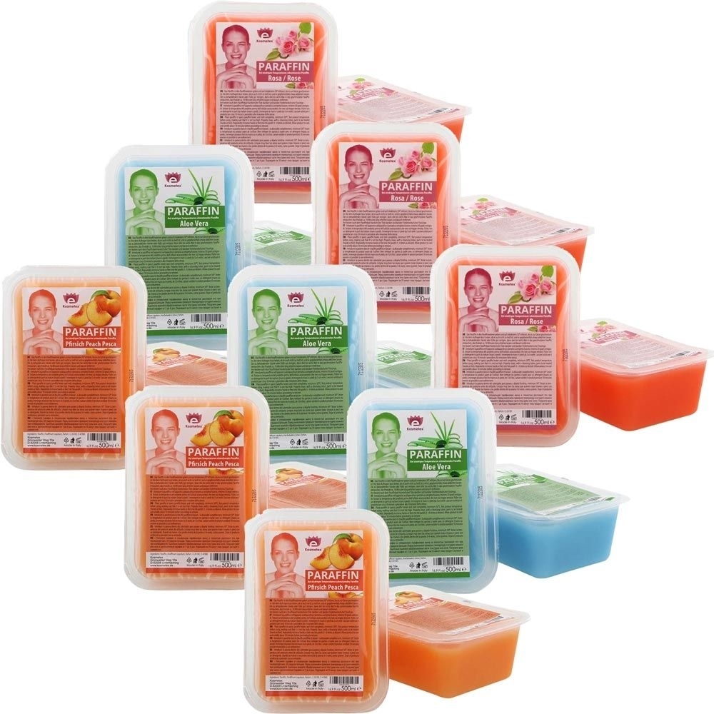 Kosmetex Paraffinbad Mix Paket Pfirsich, Aloe Vera, Rosa-Rose Duft, Paraffin-wachs mit niedrigeren Schmelzpunkt, 