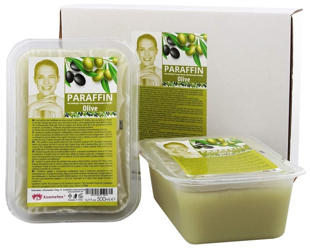Kosmetex Paraffin-wachs Olive, Paraffinbad Wachs mit niedrigeren Schmelzpunkt 2x 500ml