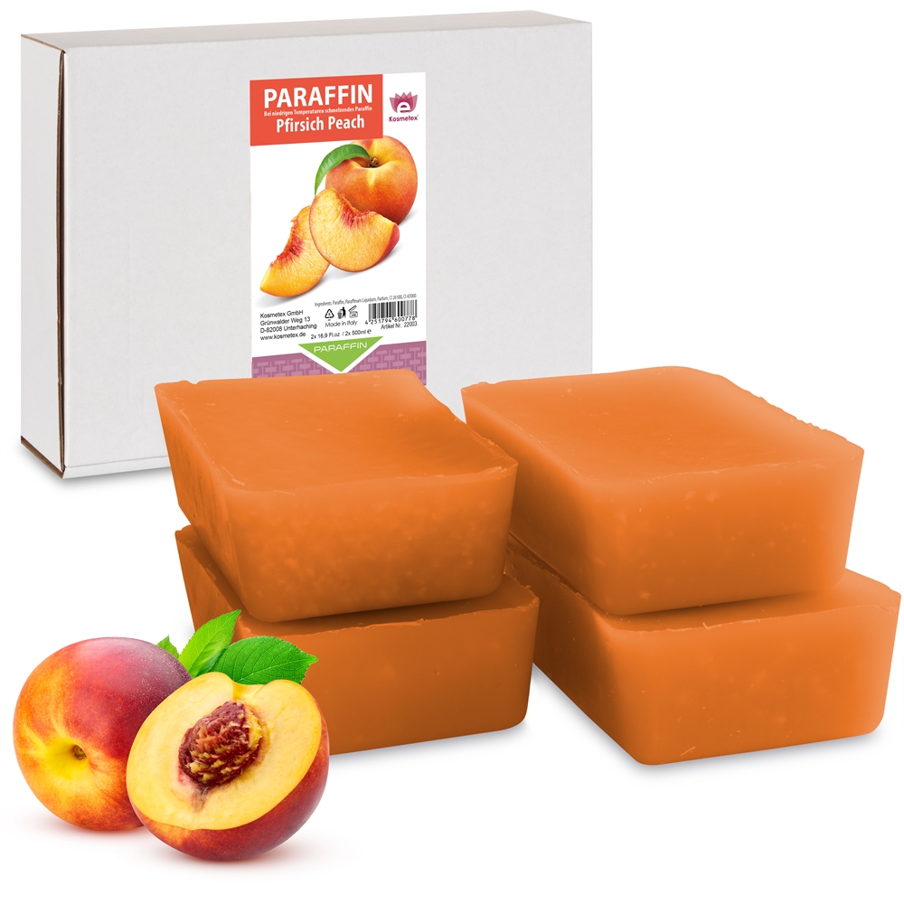Kosmetex Paraffinbad, Paraffin-wachs mit niedrigeren Schmelzpunkt, Pfirsich Duft 4x 500ml Pfirsich