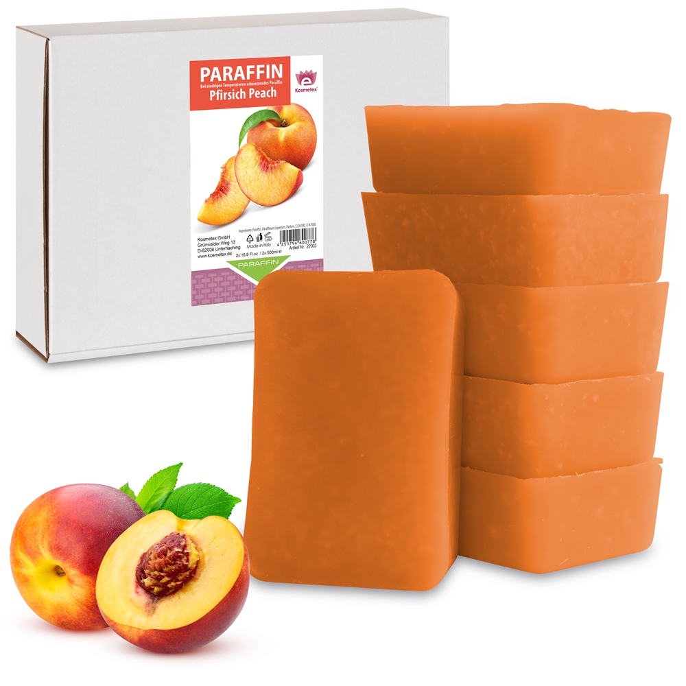 Kosmetex Paraffinbad, Paraffin-wachs mit niedrigeren Schmelzpunkt, Pfirsich Duft 6x 500ml Pfirsich
