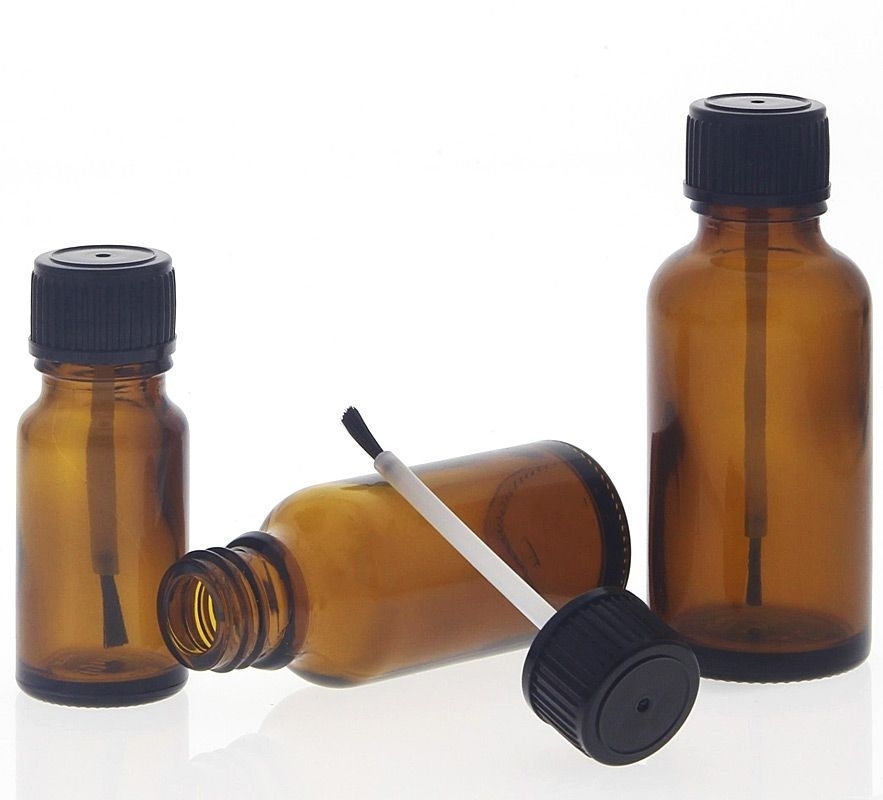 Braune Glas Pinselflaschen, Kosmetex lichtschützende Braunglas Flasche mit Pinsel 3er Set