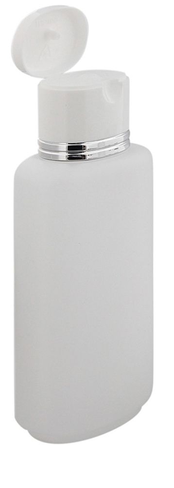 Ovale Klappflaschen transparent mit Silberrand 250ml Kosmetex leer zum Befüllen mit Gel, Lotion, Shampoo Duschflasche 