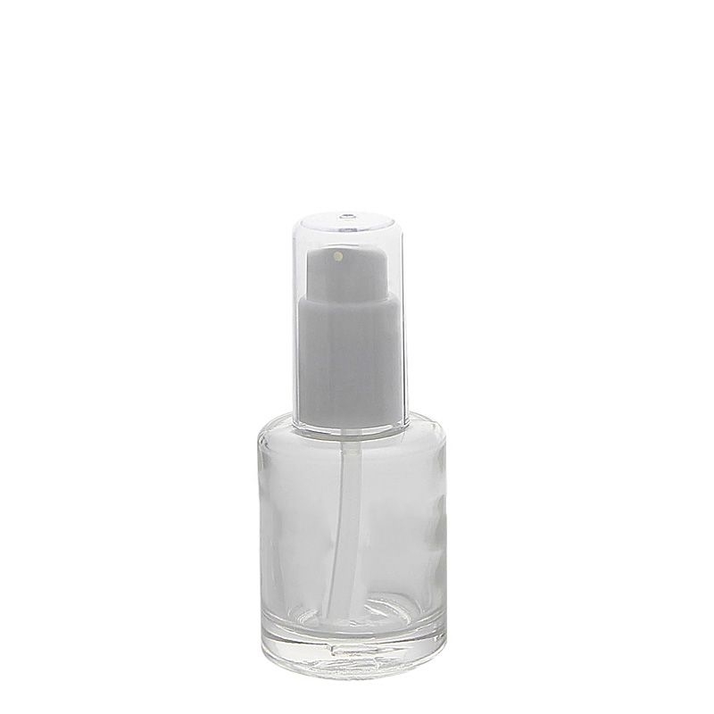 Runde Kosmetex Glas Flakon mit Pumper, Gelspender, Pumpflasche, Gel Lotion Spender 20 ml