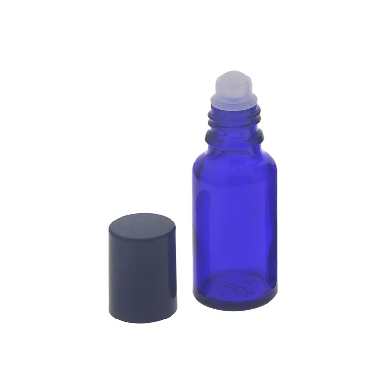 Blauglas Deostick 20ml, leere blaue Flasche mit Deo-Roller und Kappe, zum Selbst befüllen, ca. 87 x Ø 28 mm, Kosmetex, 1 Stück 