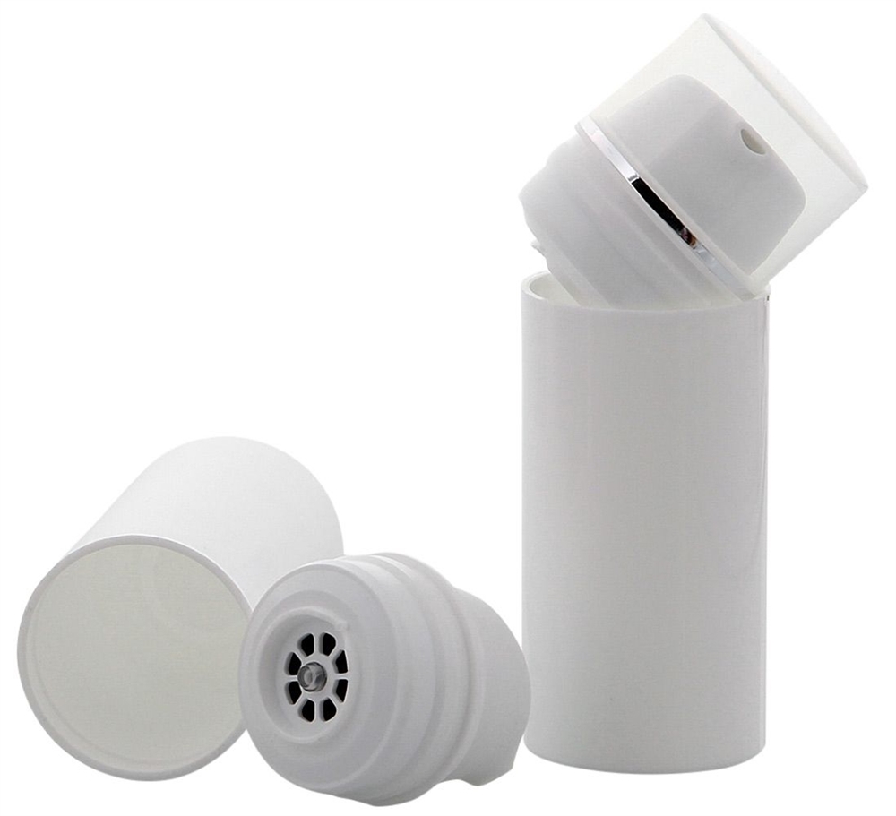 Leerer Kosmetex Airless Pumpspender 30ml, Silberstreifen Cremespender, Lotion und Gelspender zum selbst Befüllen 