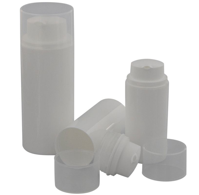 Drei leere Kosmetex Cremespender, Airless Cremepumper, Lotion- und Gelspender zum selbst Befüllen 3x 50ml