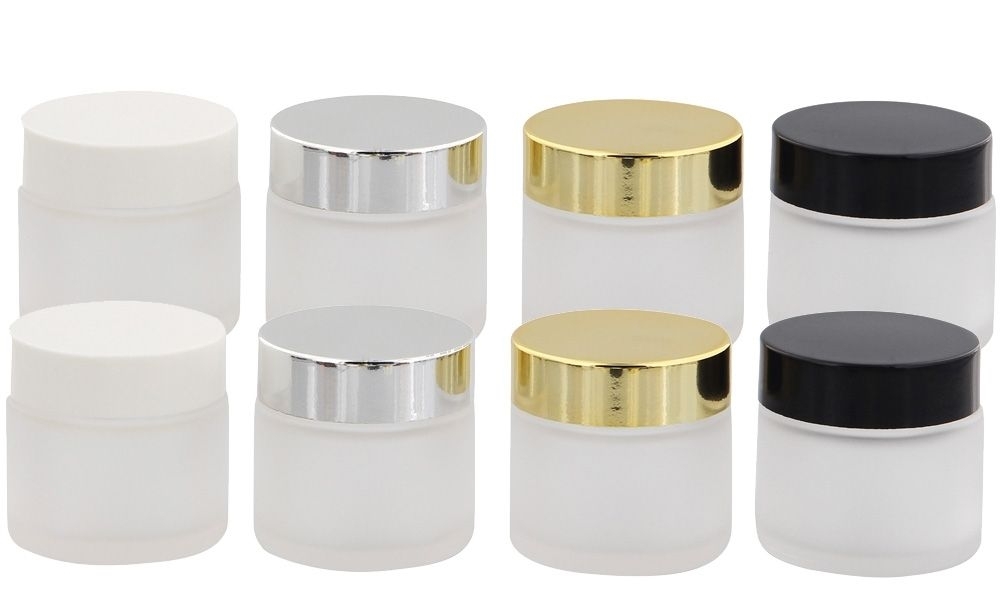 Matt Glas-Tiegel 30 ml mit Gold Deckel, Leere Kosmetex Glas Creme-Dose, Kosmetik-Dose aus Mattglas 