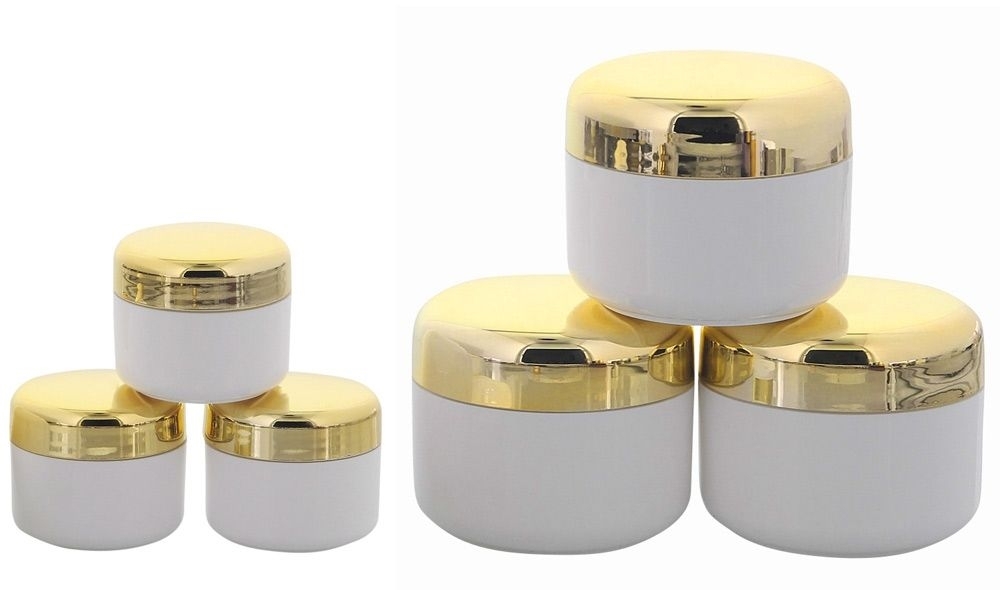 Cremedose, Kunststoff-Tiegel, m. gold Deckel, Kosmetikdose, Kosmetex Dose, leer 