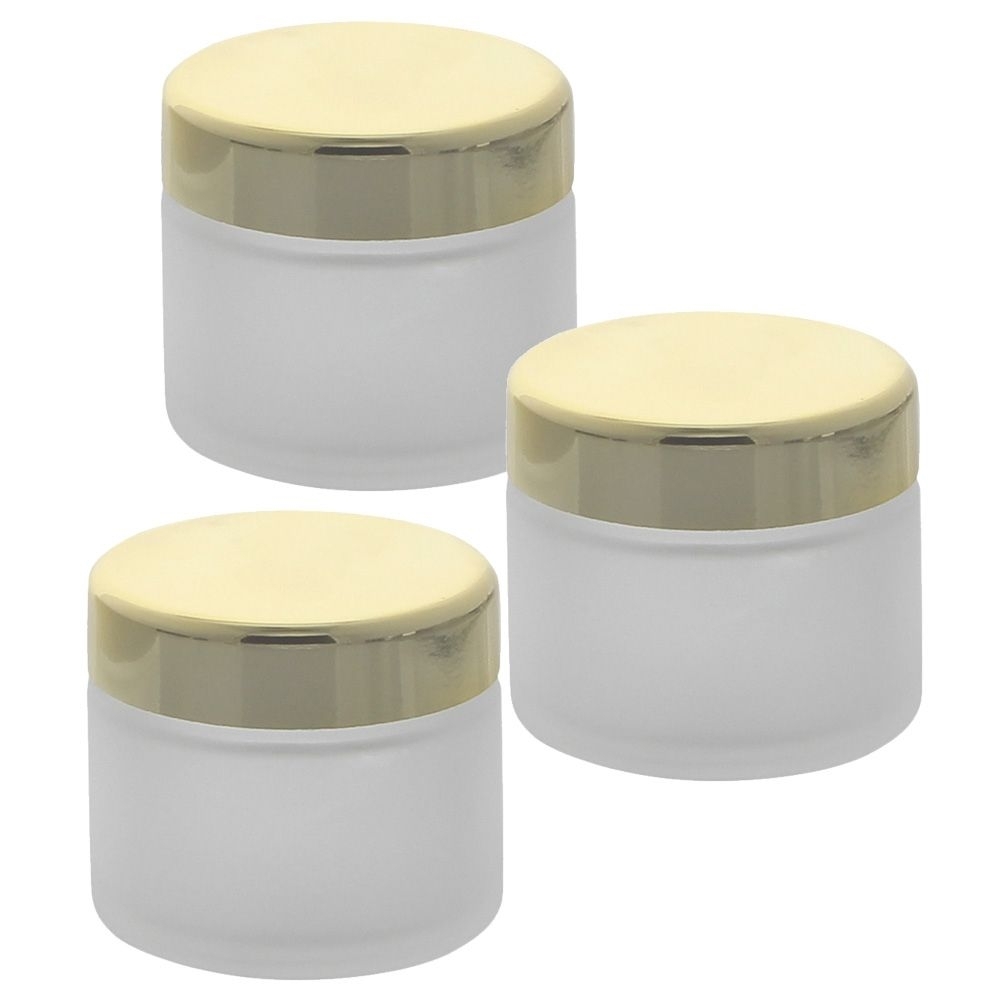 Matt Glas-Tiegel 50ml mit Deckel Gold, Leere Kosmetex Glas Creme-Dose, Salbentiegel Kosmetik-Dose aus Mattglas 