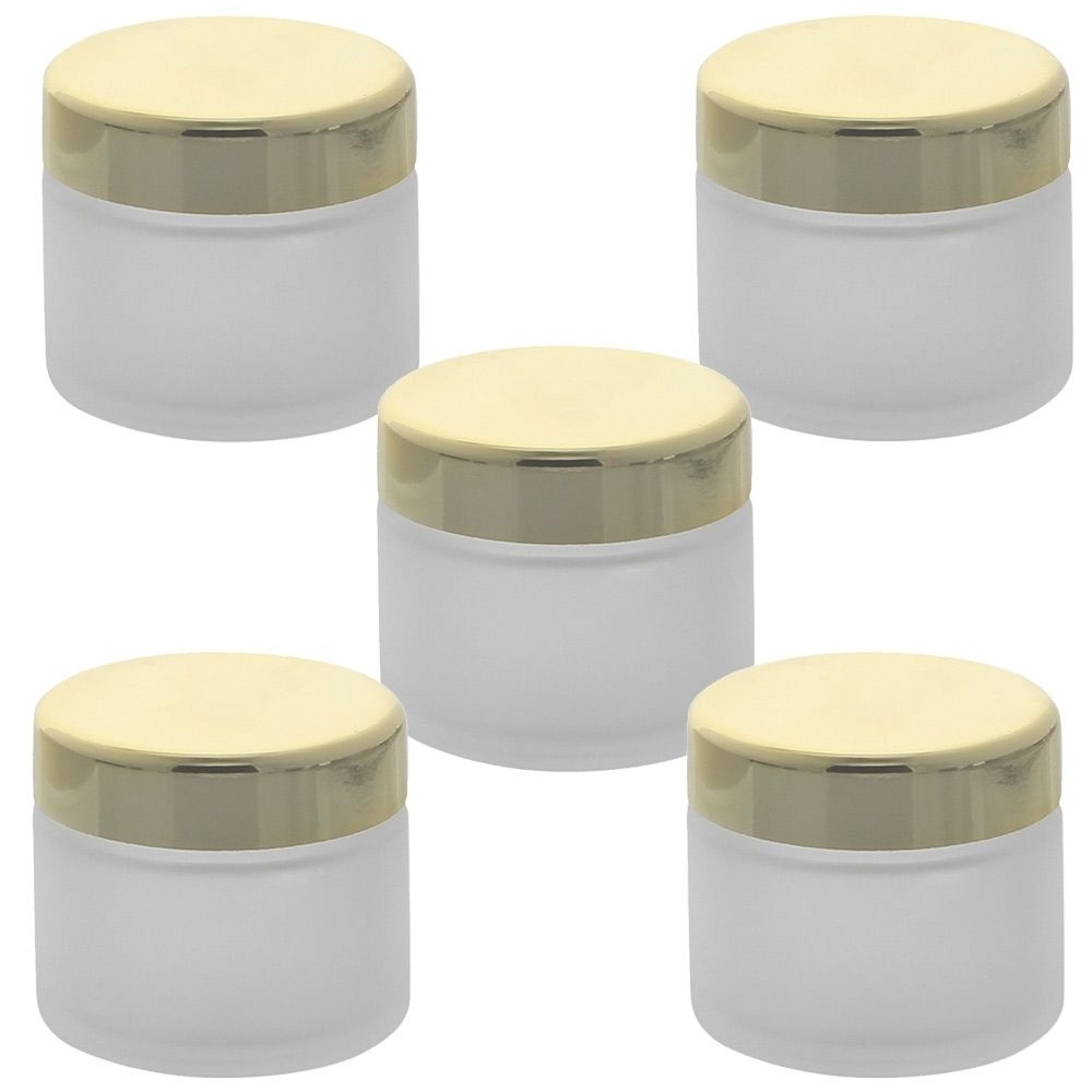 Matt Glas-Tiegel 50ml mit Deckel Gold, Leere Kosmetex Creme Glas-Dose, Kosmetik-Dose aus Mattglas 