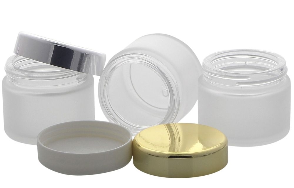 Matter Glas-Tiegel 100ml mit Deckel, Leere Glas-Dose, Kosmetex Mattglas Kosmetik-Dose, Salbentiegel, Cremedose 