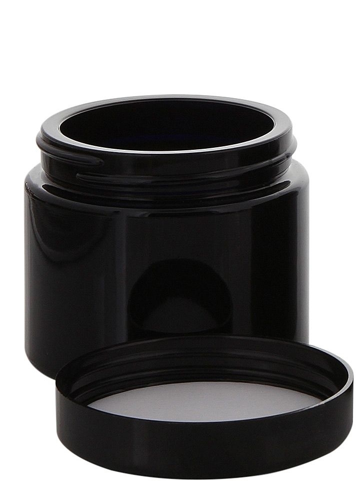 Violett-Glas Tiegel 100 ml m. Deckel, Leere Kosmetex Mironglas Creme-Dose, Kosmetik-Dose 1x Deckel-Schwarz
