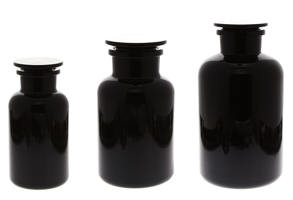 Apothekerglas Mironglas Violett-Glas, Kosmetex Apothekerflasche , rund m. Glasstopfen Miron