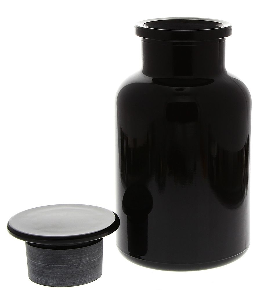 Apothekerglas Mironglas Violett-Glas, 1 Ltr. Kosmetex Apotherkerflasche mit Glasstopfen, 1000 ml, rund Miron 