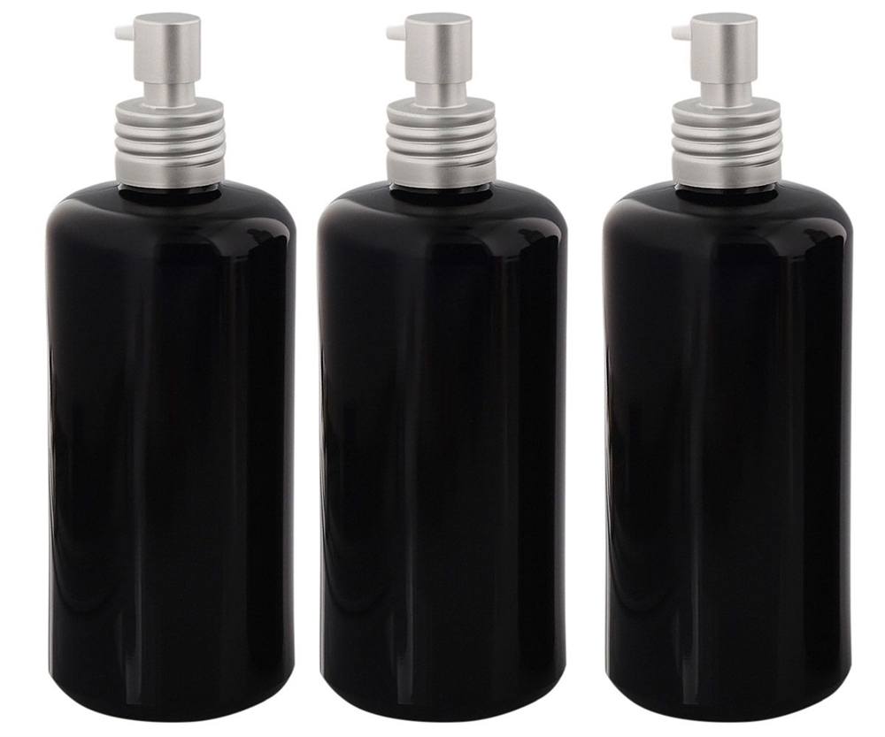 Violett-Glas Violett Lotion Pump-Flasche 200ml, Kosmetex silber Alu Pumper, Spender-Flakon Miron, leer 3× 200 ml