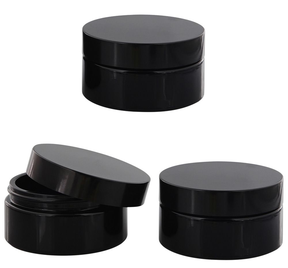 Miron-Glas Violett Tiegel 200 ml m. Deckel, Leere Kosmetex Violettglas flache Dose, Kosmetik-Dose 3× 200 ml