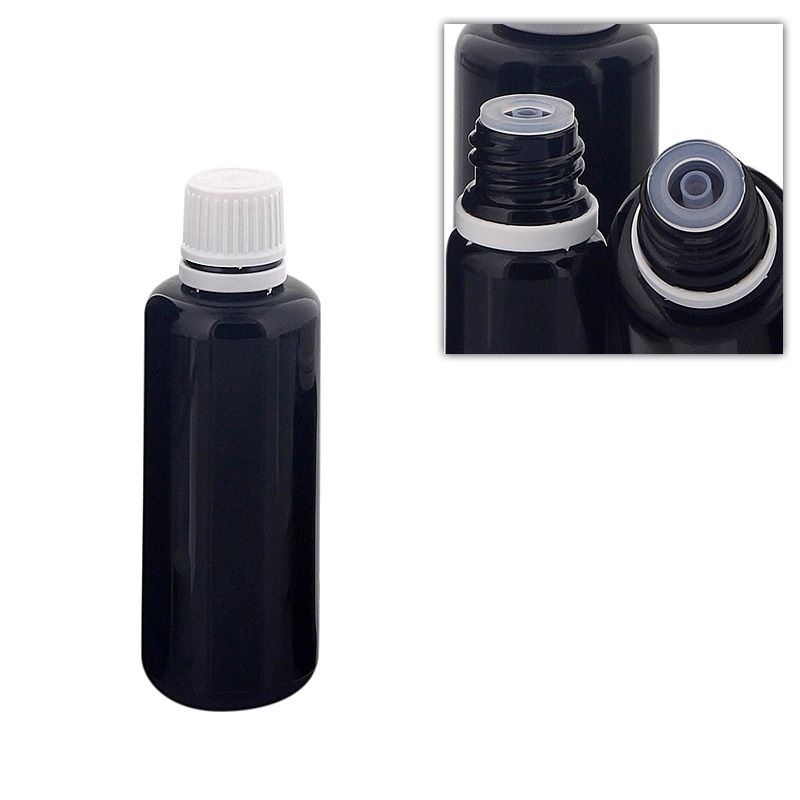 Kosmetex Violett-Glas Flasche für Tropfen, mit Tropfer DIN 18 Gewinde, Mironglas-Flasche Tropfelflasche 50ml 