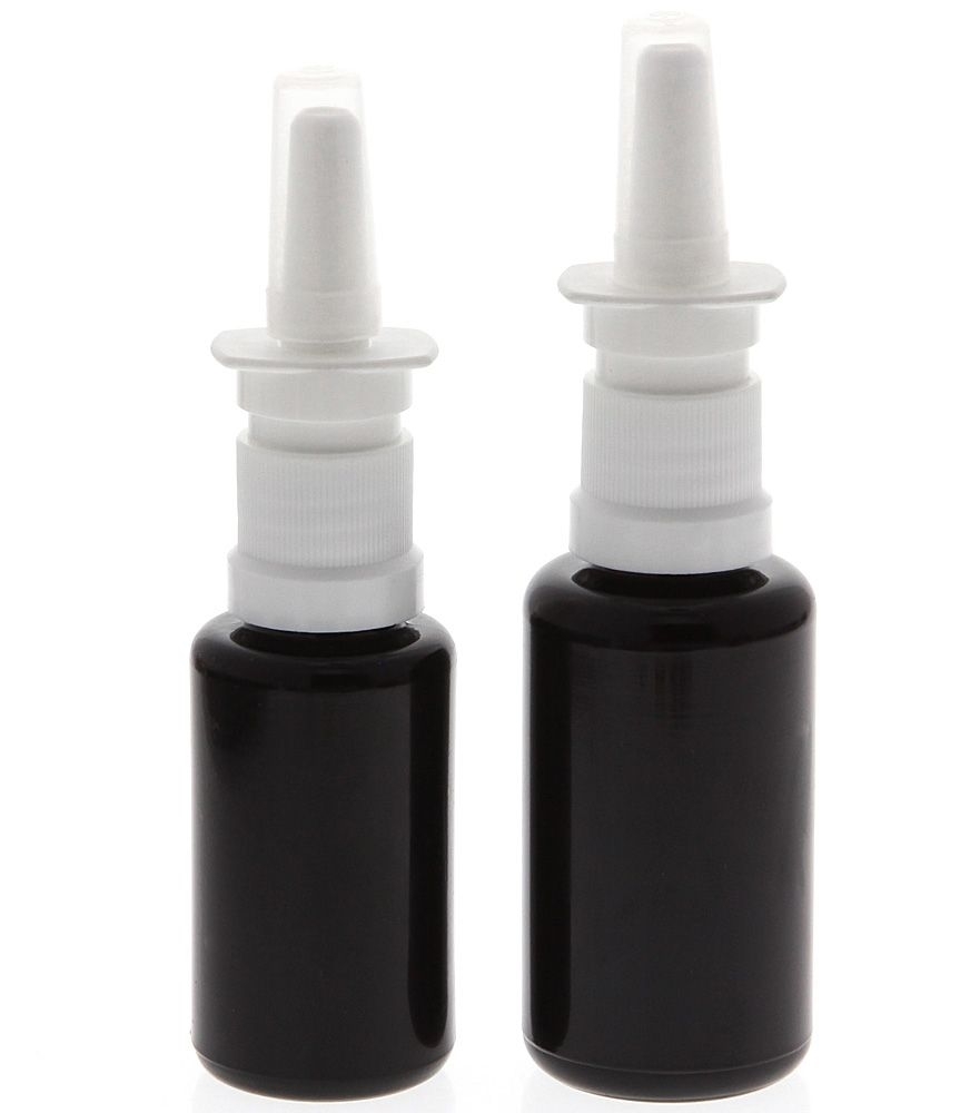 Leere Nasenspray-Flasche 1x 20ml 1x 30ml mit Nasenpumper Kosmetex Violett-Glas Vaporizer, Mironglas 2er Set
