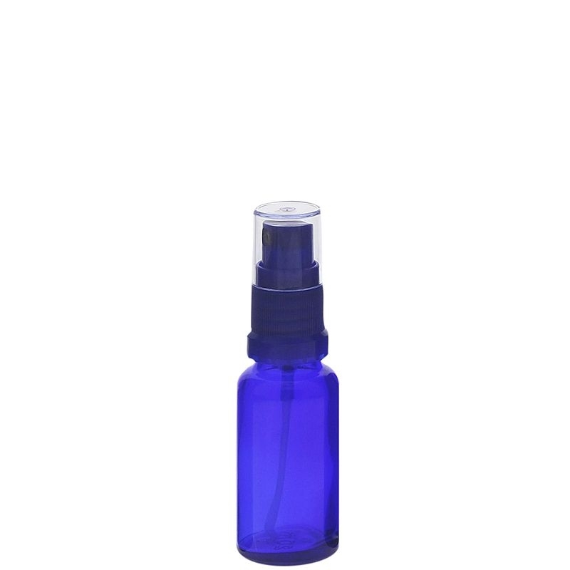 Blauer Glas Flakon, Blauglasflasche mit blauen Zerstäuber, Kosmetex Sprühflasche, Glasflasche mit Pumpzerstäuber 