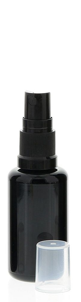 Violettglas Sprühflasche, stark lichtschützend, Miron Glas-Flasche mit Kosmetex schwarzen Pump-Zerstäuber 