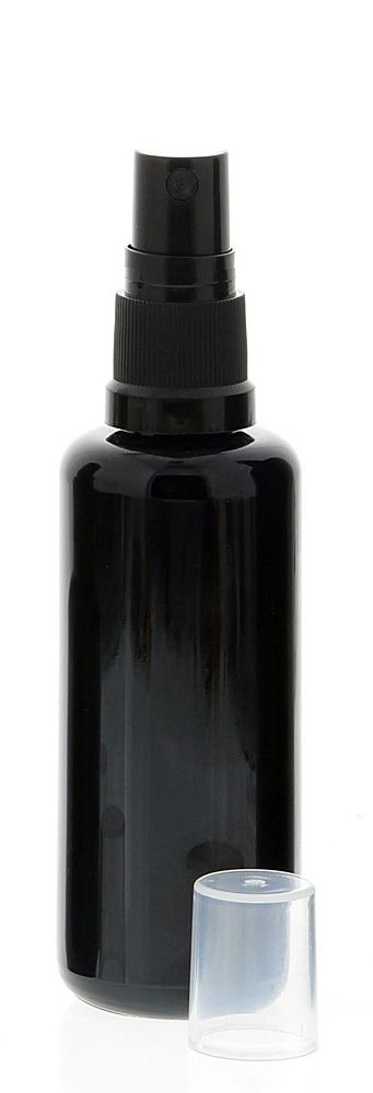 Violettglas Sprühflasche, stark lichtschützend, Miron Glas-Flasche mit Kosmetex schwarzen Pump-Zerstäuber 