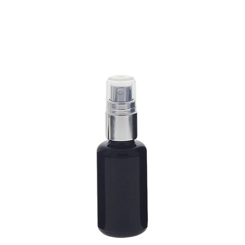 Violett Mironglas Sprühflasche, stark lichtschützend, Miron Glas-Flasche mit silber Pumpzerstäuber Kosmetex, Flakon 