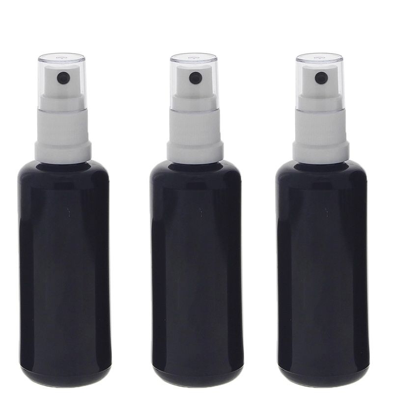 Violettglas Sprühflasche, stark lichtschützend, Miron-Glas Flasche mit weißem Pumpzerstäuber, Flakon Kosmetex 3 x 50 ml