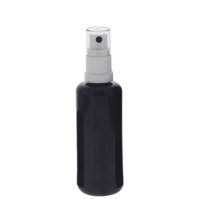 Violettglas Sprühflasche, stark lichtschützend, Miron Glas-Flasche mit weißem Pumpzerstäuber, Flakon Kosmetex 