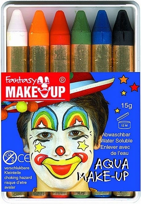 Fantasy Schminkstifte für Kinder Kinderschminke, 6x Aqua Make-up (auf Wasserfarbenbasis)