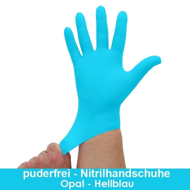 Nitrilhandschuhe Hellblau, Opal, Blaue Einmalhandschuhe, Einweghandschuhe,100 Stück 