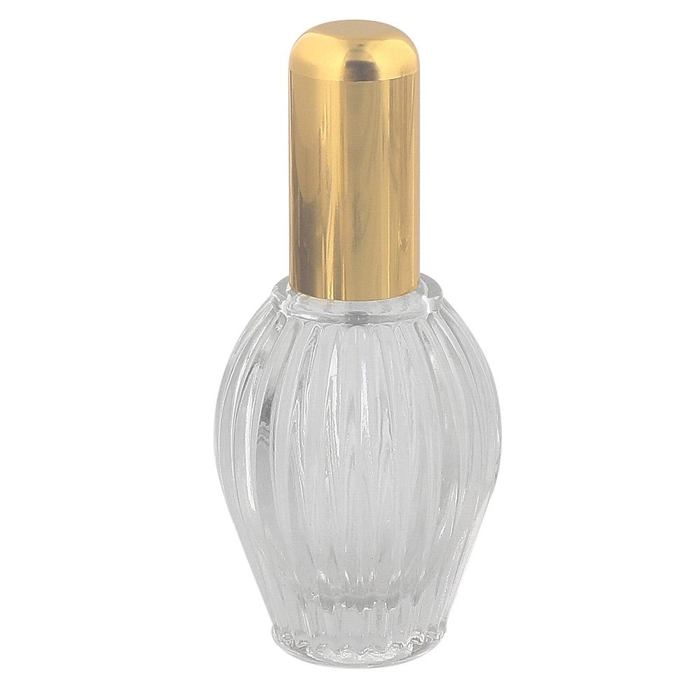 Tisch-Zerstäuber für Parfüm, Glas-Flacon, Kosmetex Pumpzerstäuber, golden 35 ml gold