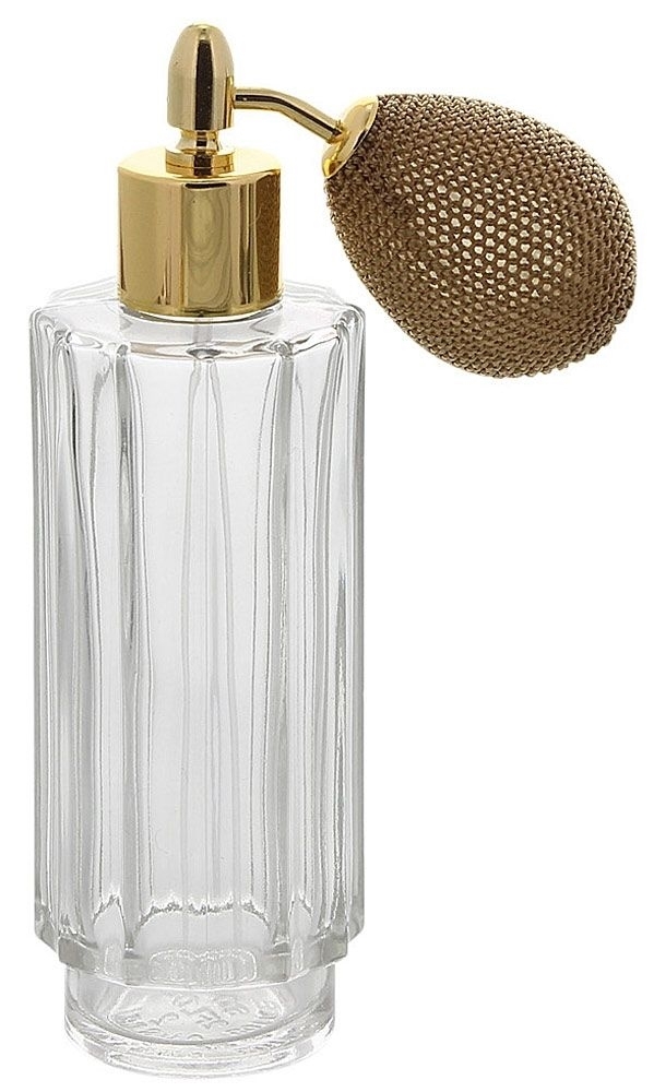 Glas-Flakon mit Ballpumpe, 60ml Kosmetex Parfüm-Zerstäuber, klar, gerillt 