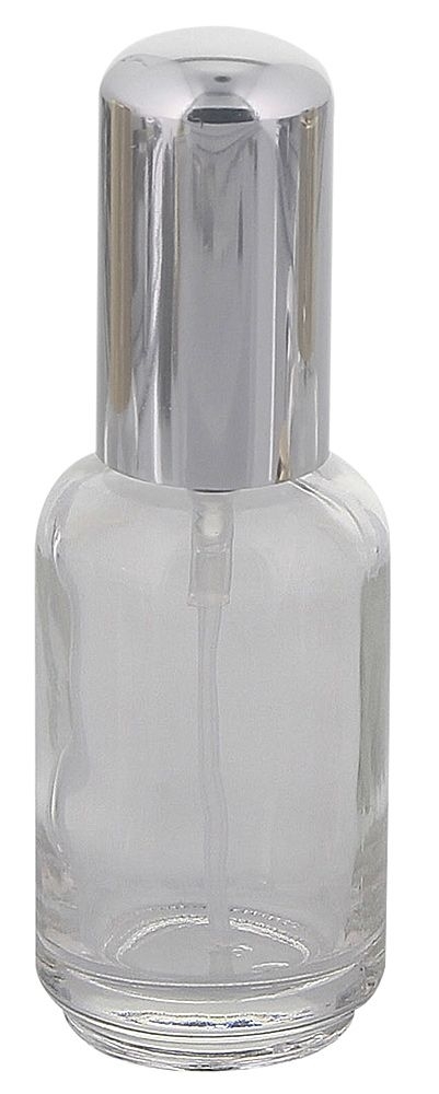 Abgerundeter Parfümflakon, Glas mit Zerstäuber, 30ml Flakon Flaschenform für Parfum, Colognes, leer, Kosmetex 1 x silber